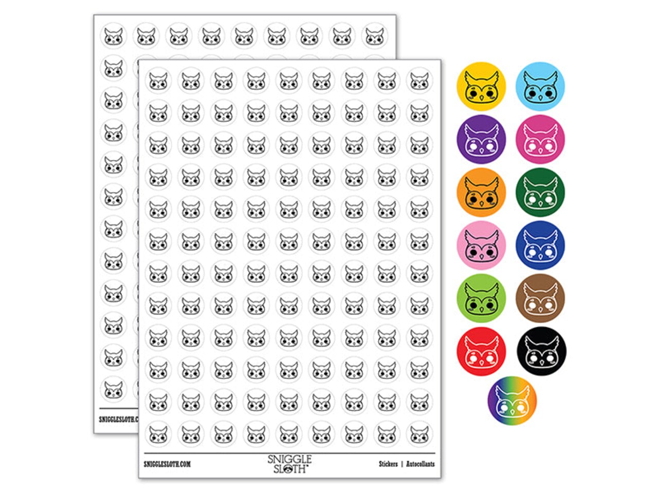Charming Kawaii Chibi Owl Face Blushing Cheeks Great Horned 200+ 0.50" Round Stickers